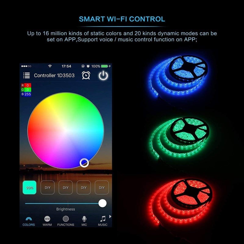 iNextStation Smart RGB WiFi LED Controller 4-Pin Output Compatible with Alexa/Google Home Assistant/IFTTT Android/iOS for SMD 3535 5050 2835 Color Changing LED Strip Lights (2-Port) - Image 4